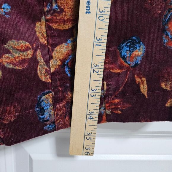NWT Free People Dark Red Floral Corduroy Front Zip Mini Dress Women’s Size 12 - Picture 7 of 8